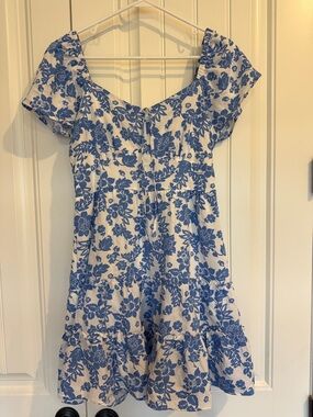 Blue Floral Puff Sleeve Sundress